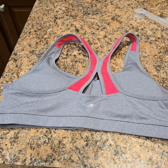 Ideology Zip-Front Gray and Pink Sports Bra - Picture 3 of 9